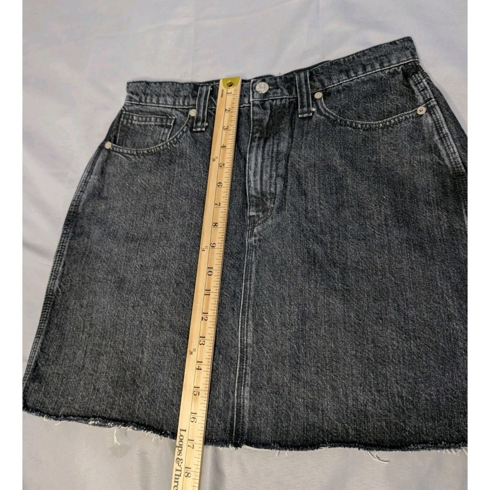 Madewell Black Denim Mini Skirt Womens 29 Raw Hem Jean Skirt Acid Wash Y2K - Picture 9 of 9